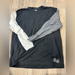 Hollister Shirt Mens Large Black Crew Neck Long Sleeve Logo Oversized Fit